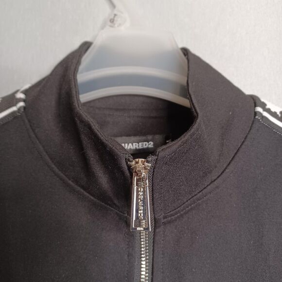 Dsquared2 Full Zip Track Jacket Mens Medium Black Logo Tape Maple Made Italy - Picture 7 of 16